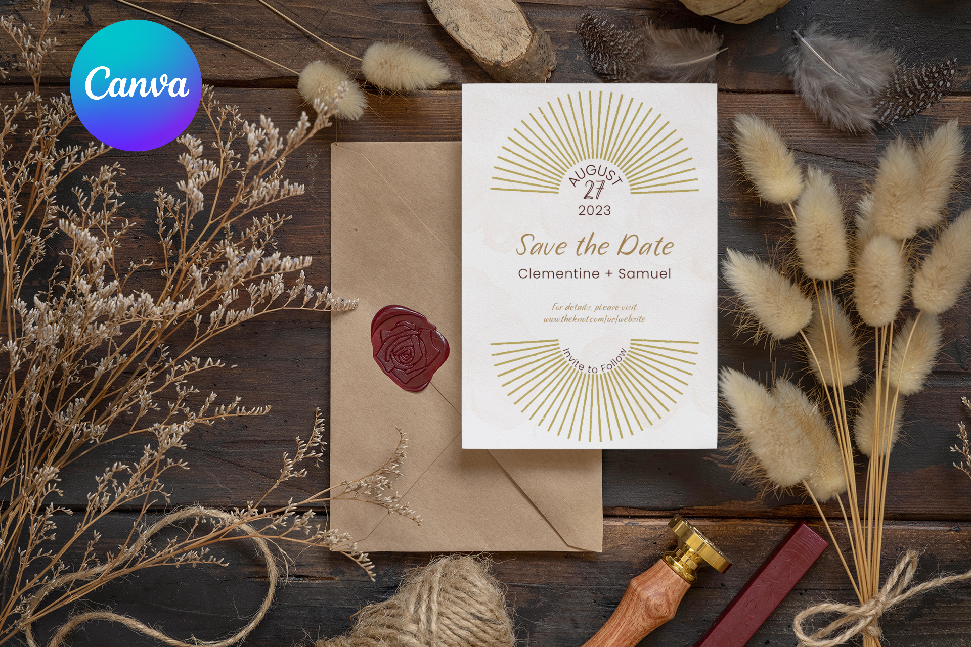 boho save the date template
