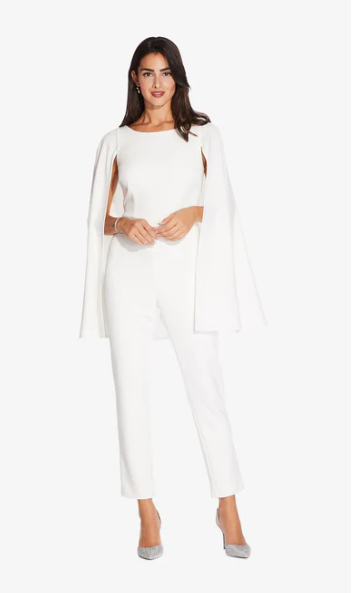 crepe jumpsuit with cape adrianna papell front
