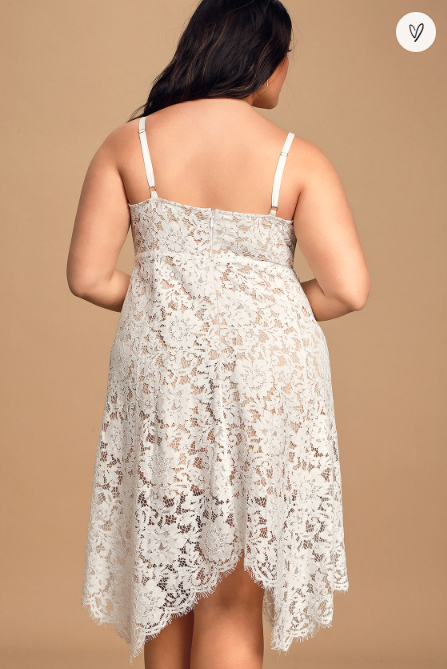 Lulus One Wish White Lace Midi Dress back of dress