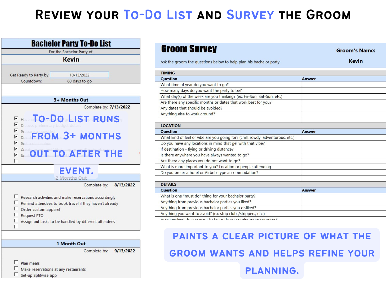 Bachelor Party To-Do List Groom Survey